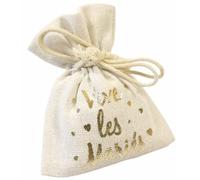 Hobi Mariage Lot 4 Bourses en Toile Vive Les Mariés métallisées 10cm, Or