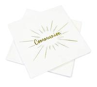hobi R/JET015- Serviette de Table Communion Blanche et Or métallisée (x20)