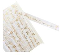 HOBI Ruban Organdi Communion Blanc et Or 10mm x 5m (x1) REF/RU356