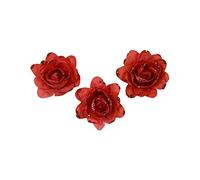 HOBI Tendances Fêtes - 12 Fleurs Papier 9CM Rouge PAILLETÉE