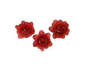 HOBI Tendances Fêtes - 12 Fleurs Papier 9CM Rouge PAILLETÉE