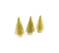 HOBI Tendances Fêtes - 3 Mini SAPINS ARTIFICIELS 5.5X2.5CM Or