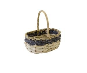 HOBI Tendances Fêtes - Panier Ovale Osier TRESSÉ 24X16X25CM Bleu