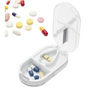 Hobngmuc Boîte à pilules,Comprimé Cutter Pill Splitter Médecine Trancheuse - Petit distributeur de cas de pilule de supplément de médecine de boîte à pilules pour le voyage extérieur