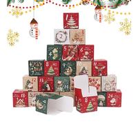 Hobngmuc Boîtes de Compte à Rebours Vides - 24 Jours pour Créer Vos Propres Boîtes de Compte à Rebours | Contenant Numéroté Décoratif Pour Nougat Bijoux Petits Jouets Chocolat Bonbons Fondants