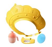 Hobngmuc Bonnet de bain, bonnet de bain | Chapeau à visière avec jauge de température de l'eau et tasse à shampoing - Bonnet de shampoing avec brosse à shampoing, protège les oreilles et les yeux