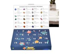 Hobngmuc Calendrier de Compte à Rebours Crystal 2025 pour,Compte à Rebours de Noël pour avec 24 Gemmes | Cadeau de Saison pour Amateurs de Géologie Femmes Hommes Ados Familles Amis