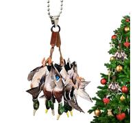 Hobngmuc Décorations de Noël en acrylique 2D en forme de canard, chien et canard pour véhicule, SUV, camion, maison, camping-car, rétroviseur, arbre de Noël automobile