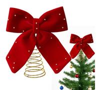 Hobngmuc Noeud Papillon Géant 25x30cm Rouge Bordeaux pour Cime De Sapin, Décoration De Noel Luxueuse en Velours pour Le Sommet De l'arbre De Noel