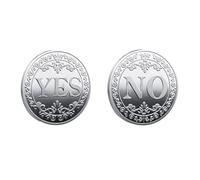 Hobngmuc Oui Non Challenge Coin, Yes/NO Pièce De Prise De Décision De Lettre, 2 Pièces Pièce en Métal Double Face, Pièce Souvenir en Relief pour Le Décideur (Argent)
