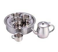 Hobngmuc Petit Service à Thé en Acier Inoxydable,Set de Théière et Tasses Enfant | Théière à Long Bec pour Jeu d'Imitation Éducatif Destinée aux Tout-Petits Débutants
