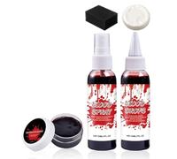 Hobngmuc Sang Artificiel,Kit de Gel Sanguin Dégoulinant et Épaissi avec Savon Nettoyant | Accessoires de Déguisement Lavables Zombie Vampire pour Fêtes Cosplay Effets Spéciaux Accessoires