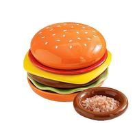 Hobngmuc Set D'Assiettes Céramique 6 Épaisseurs En Forme De Burger - Plats De Service Pour Sushi, Dessert & Apéritif | Assiettes Empilables Pour Salades, Pâtes & Snacks, Compatible Lave-Vaisselle