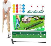 Hobngmuc Tapis de Putting Golf | Kit de Green d'Entraînement Extérieur | Accessoire avec Clubs Trou Balle pour Pratique en Extérieur Jardin Camping Plage Cadeau Fille Garçon