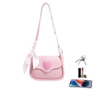 Hobo Sacs en cuir pour femme - Matériau PU, blanc, noir et rose | sac fourre-tout rétro avec motif cœurs, sangle réglable, petite pochette, parfait pour un anniversaire et Noël, rose, Refer to