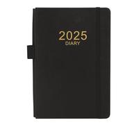 Hobonichi Agenda 2025 format A5, calendrier et planificateur anglais, couverture en simili cuir noir, 180 pages, sangle fixe pour la planification et l'organisation quotidiennes
