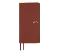 Hobonichi Techo Semaines 2026 - Cuir : marron vin (anglais, grand et fin, début janvier)