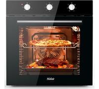 Hobsir Four encastrable 60 cm avec volume 60 l, bouton rotatif, 2200 W, four multifonction avec 6 programmes de cuisson, minuterie jusqu'à 120 min, idéal pour les professionnels et les débutants