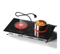 Hobsir hob Plaque Vitrocéramique 2 Feux, 3200W Plaque Electrique 2 Feux avec Prise, 60 cm Table de Cuisson Deux Foyers Contrôle Tactile, Horizontales, Verrou de Sécurité, Intégré ou Portable, 220-240V