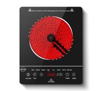 Hobsir Plaque de Cuisson Vitrocéramique 1 Feu avec Prise, 3000 W | 36 x 29 x 6.2 CM, Table de Cuisson Portable 2000 W, 8 Modes, Intégré ou Posable, Plaque Electrique 1 Feu avec Prise