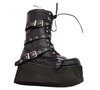 HOBTEC Bottes gothiques zippées for femmes, bottes gothiques à bout rond et plateforme, noires (Color : Black, Size : 38 EU)