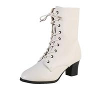 HOBTEC Bottes victoriennes rétro for Femmes à Lacets (Color : White, Size : 38 EU)