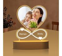 HOBULL Cadeau Fete Des Meres Personnalisé Cadre Photo, Idee Cadeau Maman Lampe LED Personnalisé, Cadeaux Fête des Mères Plaque Acrylique Photo Cadeaux Anniversaire Maman Femme Original