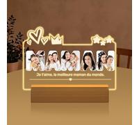 HOBULL Cadeau Fete Des Meres Personnalisé Cadre Photo, Idee Cadeau Maman Lampe LED Personnalisé, Cadeaux Fête des Mères Plaque Acrylique Photo Cadeaux Anniversaire Maman Femme Original