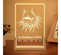HOBULL Cadeau Fete des Peres Personnalisé Lampe Cadre, Idee Cadeau Papa Conception de Poing Veilleuse Acrylglas Personnalisé mit Nom, Cadeaux Fête des Pères Original Pere Anniversaire