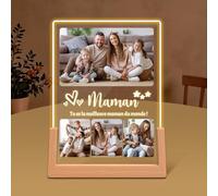 HOBULL Cadeau Maman, Idee Cadeau Fete Des Meres Cadre Photo Personnalisé, Cadeaux Fête des Mères Lampe LED Personnalisée Photo Plaque Acrylique, Cadeaux Anniversaire Maman Femme Original