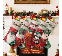 HOBULL Chaussette de Noel Personnalisé avec Nom, Chaussette de Noël a Suspendre Personnaliser Cheminée Décorations, Grande Chaussettes Noel Personnalisé Xmas Sac Cadeau pour Enfant Famille Cheminee