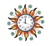 HOBYLUBY Sun Horloge d'extérieur avec thermomètre et hygromètre, horloge murale d'extérieur silencieuse et sans tic-tac, horloge à quartz étanche pour terrasse, salon, cuisine, jardin, 33 cm