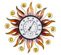 HOBYLUBY Thermomètre intérieur extérieur 33 cm, thermomètre mural solaire avec humidité, facile à lire, thermomètre extérieur décoratif pour terrasse, jardin, pas besoin de piles