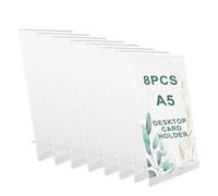 hocadon 8 Présentoirs de Table en Acrylique A5 Inclinés Porte-Document A5 Incliné en Acrylique Transparent Porte Affiche pour Menu pour Bureau, Restaurant, Promotion, Comptoir