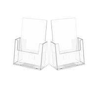 hocadon Lot de 2 Présentoir A5 Porte Flyer Présentoir à Prospectus Transparent Format A5 En Acrylique Transparent Pour Comptoir, Bureau, Restaurant, Réception