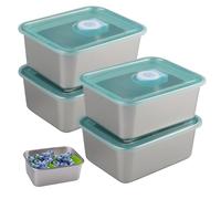 hocadon Lot de 4 Boite Inox Alimentaire avec Couvercle Boite Hermetique Alimentaire Petit Boîtes de Conservation Alimentaire avec Couvercles 13,5x10,5x5,8cm