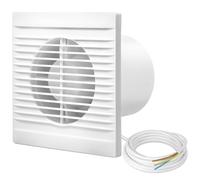 Hocamel Ventilateur de salle de bain, diamètre : 100 mm, montage au plafond et au mur, fonctionnement silencieux, pour cuisine, salle de bain et cave, 130 m³/h, blanc