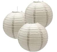 Hocansen 3 Pièces Lanterne en papier 12in Lanternes chinoises Lanterne en papier Rondes Lanternes en papier à suspendre Décoration (12in/Gris)