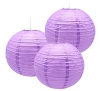 Hocansen 3 Pièces Lanterne en papier 12in Lanternes chinoises Lanterne en papier Rondes Lanternes suspendues décoration (12in/Light Purple)