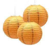 Hocansen 3 Pièces Lanterne en papier 12in Lanternes chinoises Lanterne en papier Rondes Lanternes suspendues Décoration (12in/Khaki)