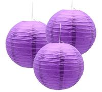 Hocansen 3 Pièces Lanterne en papier 12in Lanternes chinoises Lanterne en papier Rondes Lanternes suspendues décoration (12in/Deep Purple)
