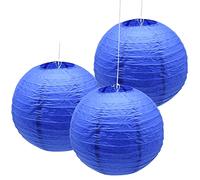 Hocansen 3 Pièces Lanterne en papier Rondes Lanternes suspendues en papier décoration (12in/Jewel Bleu)
