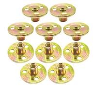 Hocansen Lot de 10 écrous à bride M8 Écrou en T avec trou Bavé Round Base Screw-in T-Nut Fixation de bride à trois trous pour appareils ménagers, meubles (M8/FL-LM)