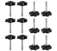 Hocansen Lot de 10 vis à tête moletée M6 x 30 filetage mâle poignée de serrage vis à tête moletée en plastique, bouton étoile pour équipement mécanique (MH-B/M6 x 30)