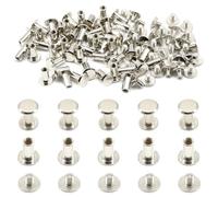 Hocansen Lot de 100 vis pour reliure en argent, vis à tête plate, en métal, vis Chicago pour livres, décoration et reliure, (M5 x 12)