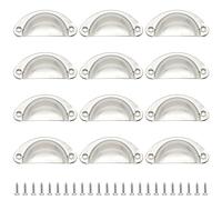Hocansen Lot de 12 poignées de tiroir en métal en forme de coquillage avec 24 vis de montage pour armoire, placard et tiroir (argenté/LS-BK)