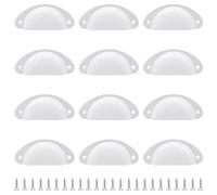 Hocansen Lot de 12 poignées de tiroir vintage en forme de coquillage - 8 cm - Avec vis en métal - Pour armoire - BK-LS/blanc