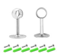 Hocansen Lot de 2 supports de tringle à rideaux, 1,9 cm, en acier inoxydable, avec vis, pour tringle à vêtements, porte-serviettes (19 mm/FL-D)