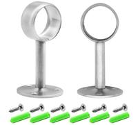 Hocansen Lot de 2 supports de tringle à rideaux, 3,2 cm, en acier inoxydable, avec vis, pour tringle à vêtements, porte-serviettes (32 mm/FL-D)
