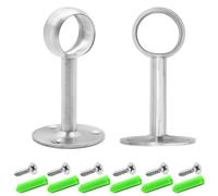 Hocansen Lot de 2 supports de tringle à rideaux ronds en acier inoxydable de 25 mm avec vis, barres, porte-vêtements, tringle à vêtements, tringle à serviettes, (25 mm/FL-D)